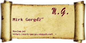 Mirk Gergő névjegykártya